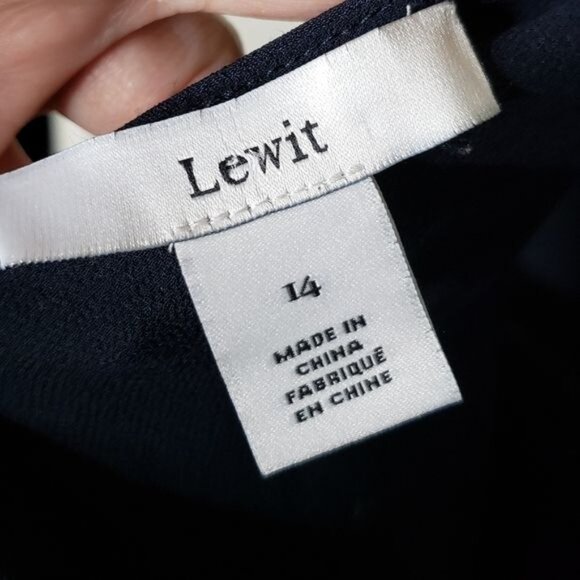 Lewit Sleeveless Navy Night Pleated Fit & Flare V Neck Dress Size 14 - Picture 6 of 7